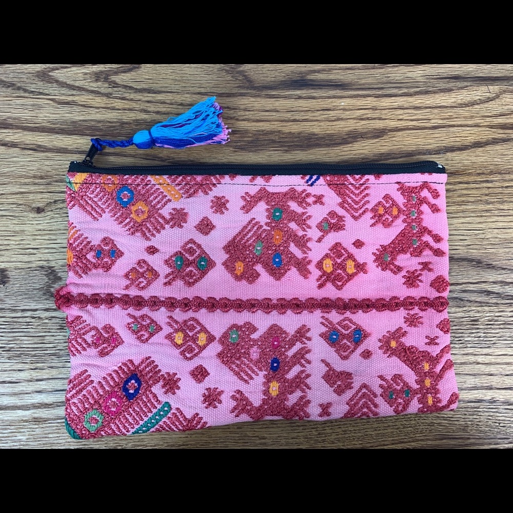 Boho bag, clutch, purse handmade huipil
